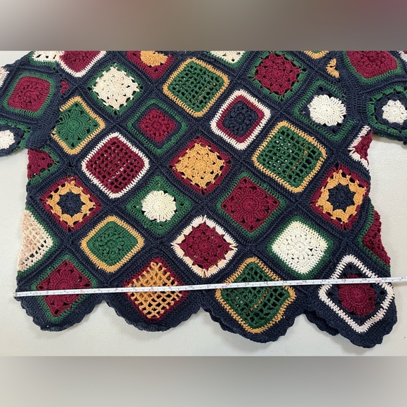 Multicolor Diamond Pattern handmade Crochet Sweater, cotton, size M - Picture 17 of 17